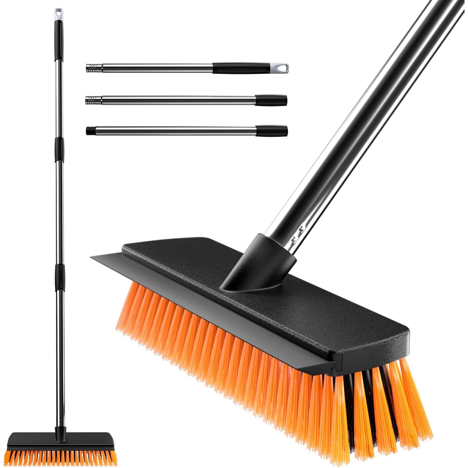 Outdoor Garden Broom with Rubber Lip - Robust Yard Broom for Sweeping Patios, Driveways, Paths and Gardens (10.24inch)