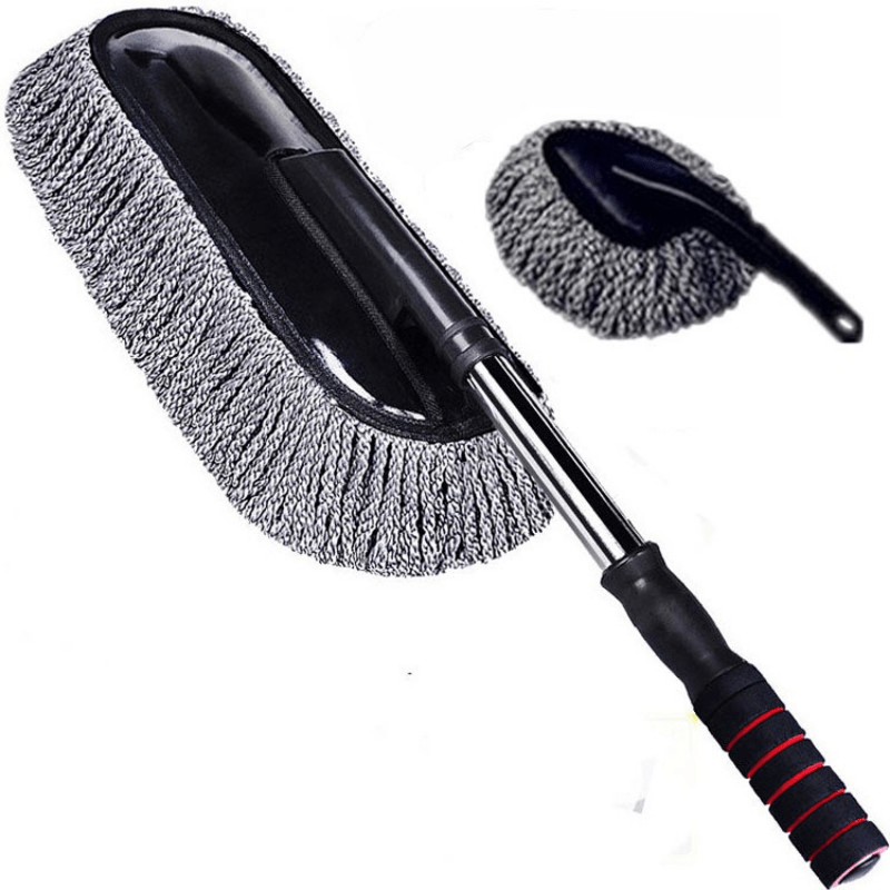 2pcs Car Wash Brushes 2pcs\u002FSet Retractable Car Wash Brushes | Fiber Wax Mop Car Wax Brush Cleaning Tool | Car Wash Dust Remover Duster Exterior Interior Cleaning Kit