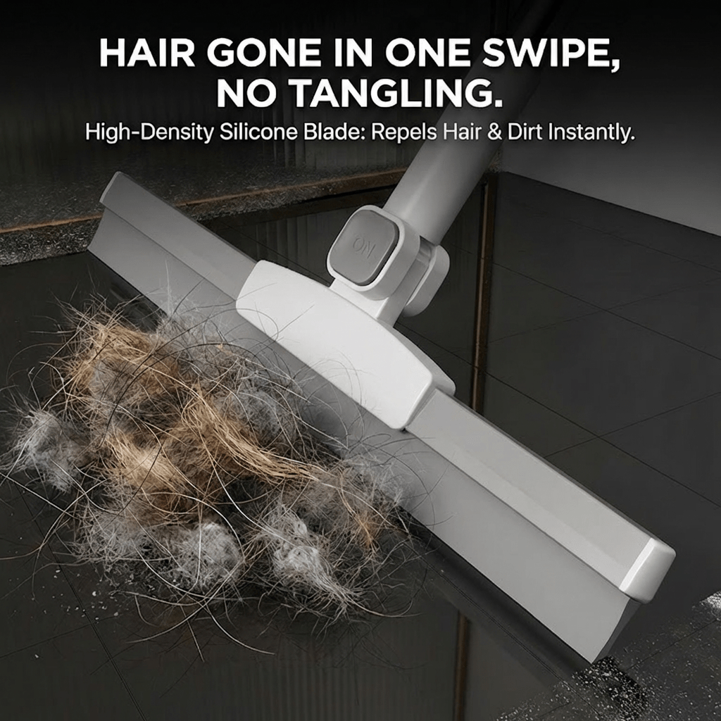 A Broom And Pet Hair Cleaner for The Floor | Ergonomically Designed with a Long Handle, Suitable for Hardwood Floors, Tiles, Carpets, And Glass Surfaces | an Ideal Cleaning Tool for Bathrooms, Kitchens, And Living Rooms, Essential for Home Cleaning