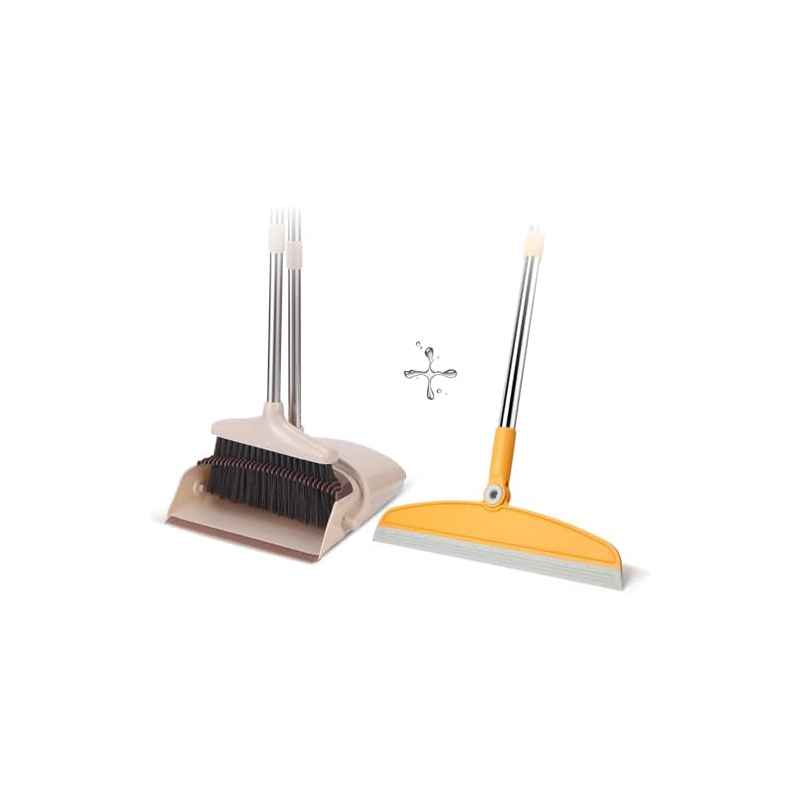 Multifunction Magic Broom for Hardwood Floors, Kitchen, Bathroom Tile | Long Handle, Adjustable Rubber Squeegee for Sweeping and Water Cleaning