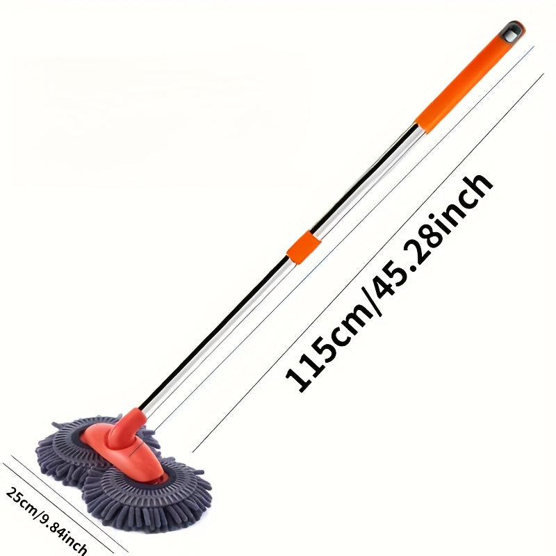 A Set of Ultra-Fine Microfiber Car Cleaning Brushes with Long Handles, a Stainless Steel Chenille Double-Head Mop, Essential Tools for Dusting And Cleaning Cars, Recommended Items for Black Friday And Christmas