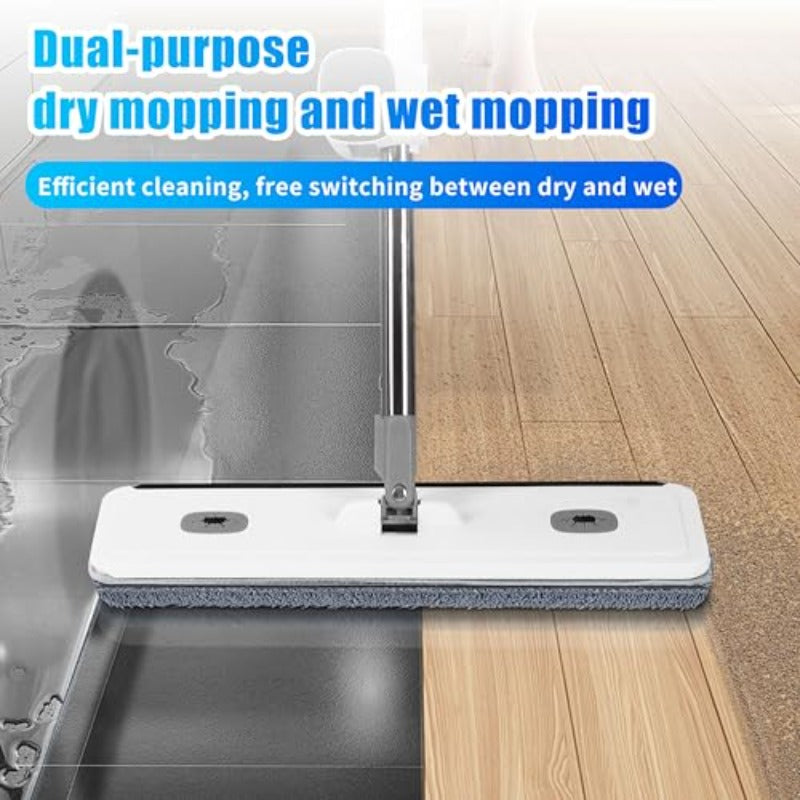 Collapsible Bucket and Adjustable Mop Set with Floor Brush Retractable Rubber Scraper for Garage Patio Shower Bathroom Marble Glass and Tile Floors Removes Water Foam and Pet Hair