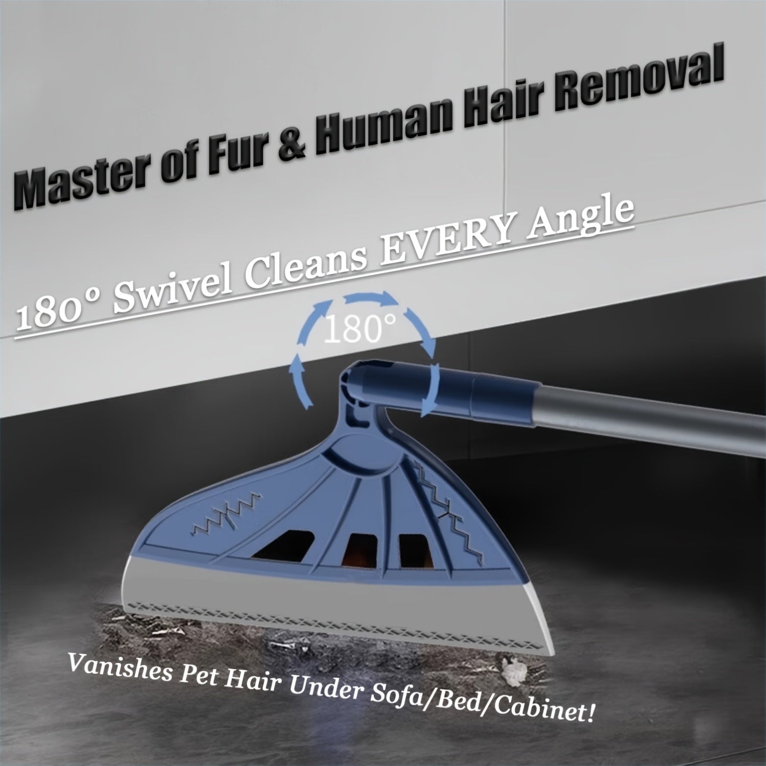 One Blue Silicone Broom! Surpasses Conventional Brooms! 45° Head for a Tight Seal in Hidden Areas, 180° Rotation for Thorough Cleaning Under Beds And Sofas, Perfect for Pet And, Water Marks