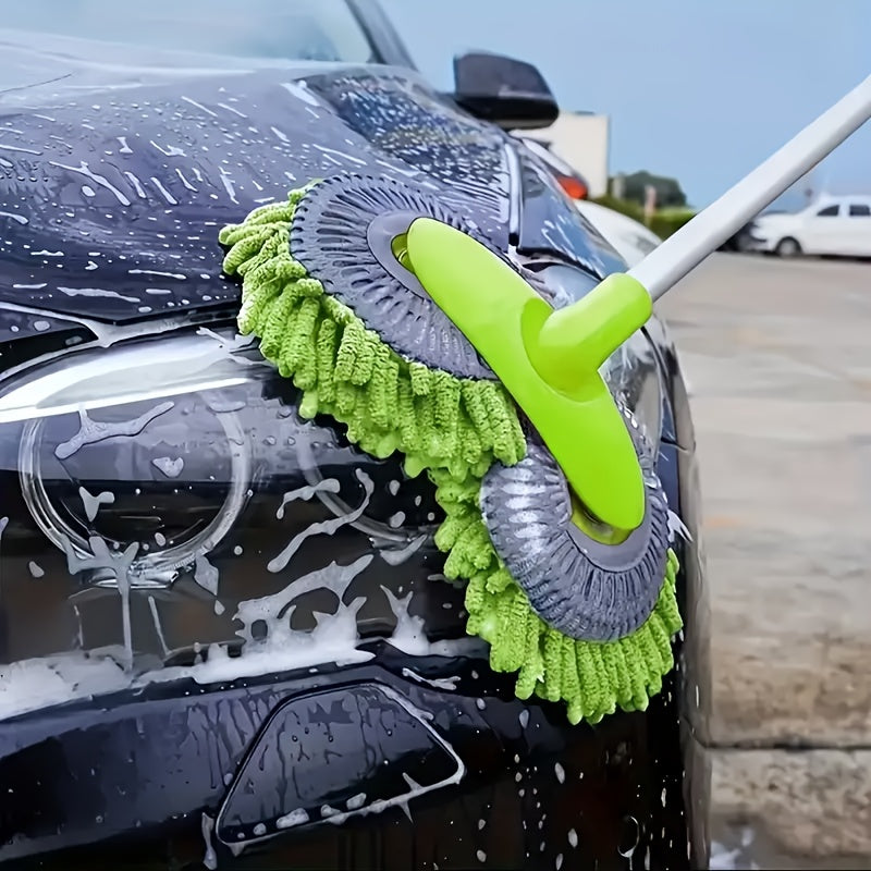Car Brush and Washing Tools Long-Handled Car Wash Brush, Dual-Ended Cleaning Brush, Telescopic Rotating Car Wash Mop Suitable for SUVs, RVs, and Sedans