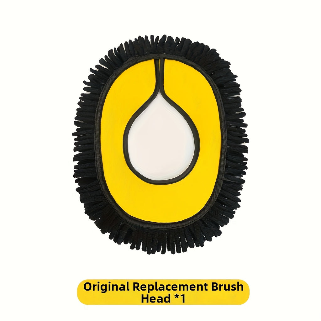 Mop Kit for Car Washing Featuring an Additional Head And a Telescopic Pole, Made of Soft Chenille Microfiber for Gentle Scrubbing, with a Flexible Aluminum Handle (In Yellow), Without Battery