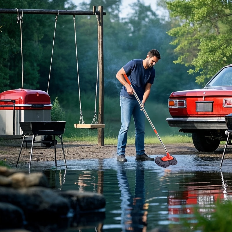 A Set of Ultra-Fine Microfiber Car Cleaning Brushes with Long Handles, a Stainless Steel Chenille Double-Head Mop, Essential Tools for Dusting And Cleaning Cars, Recommended Items for Black Friday And Christmas