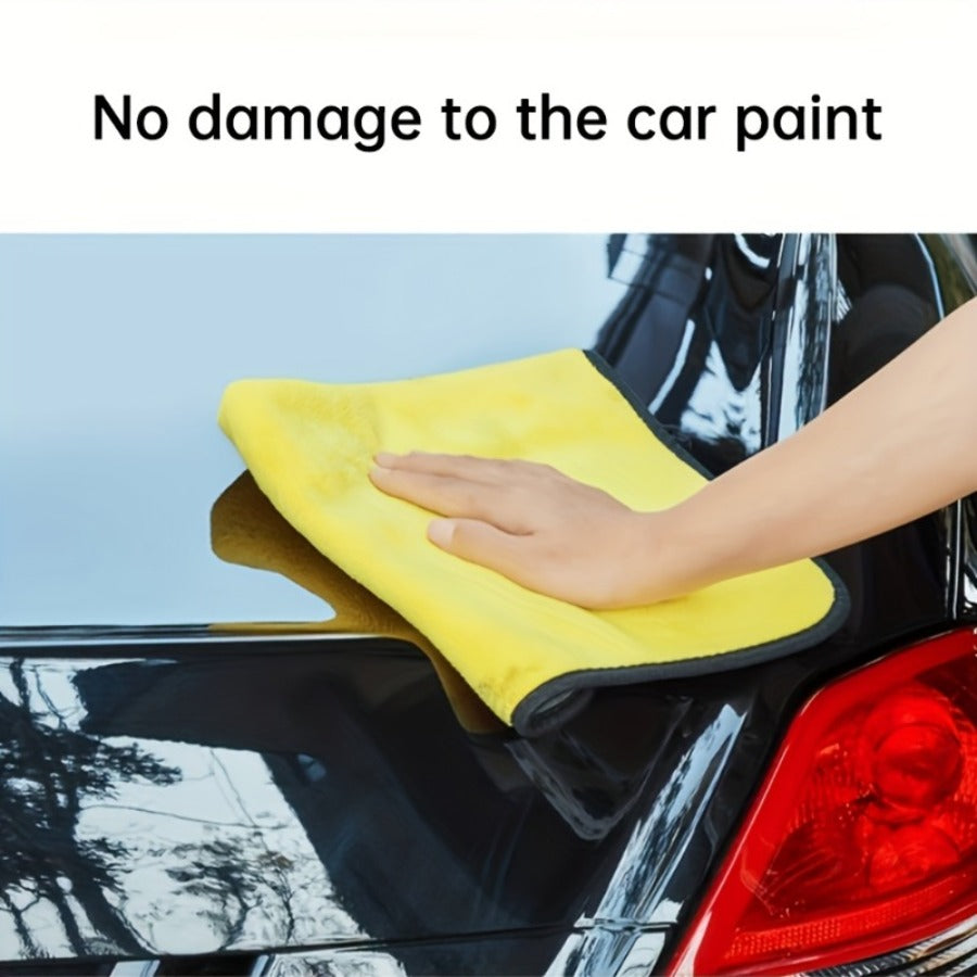 9P Thickened Microfiber Car Wash Cloth - Super Absorbent Towel for Car Glass, Interior and Exterior Cleaning, Yellow and Black Design, Durable Polyester Material, Perfect for Car Wash and Maintenance, Car Cleaning Essentials, Car Wash Accessories