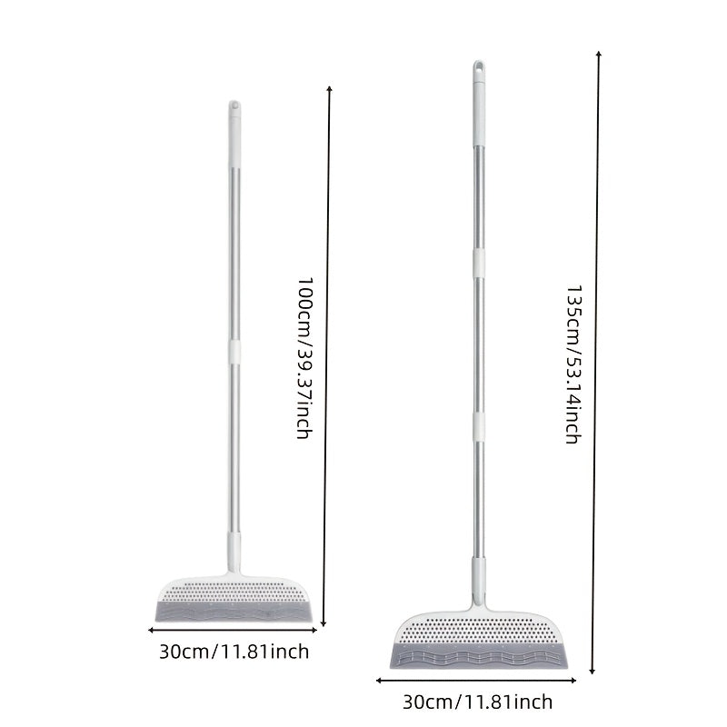 Super-Long Magic Cleaning Broom (39.37''\u002F49''\u002F53.14'') - Detachable Double-Sided Silicone Scraper for Pet Hair Removal, Floors, Carpets, Windows & Tiles | Multi-Surface Bathroom\u002FKitchen Tool with Easy-Storage Handle