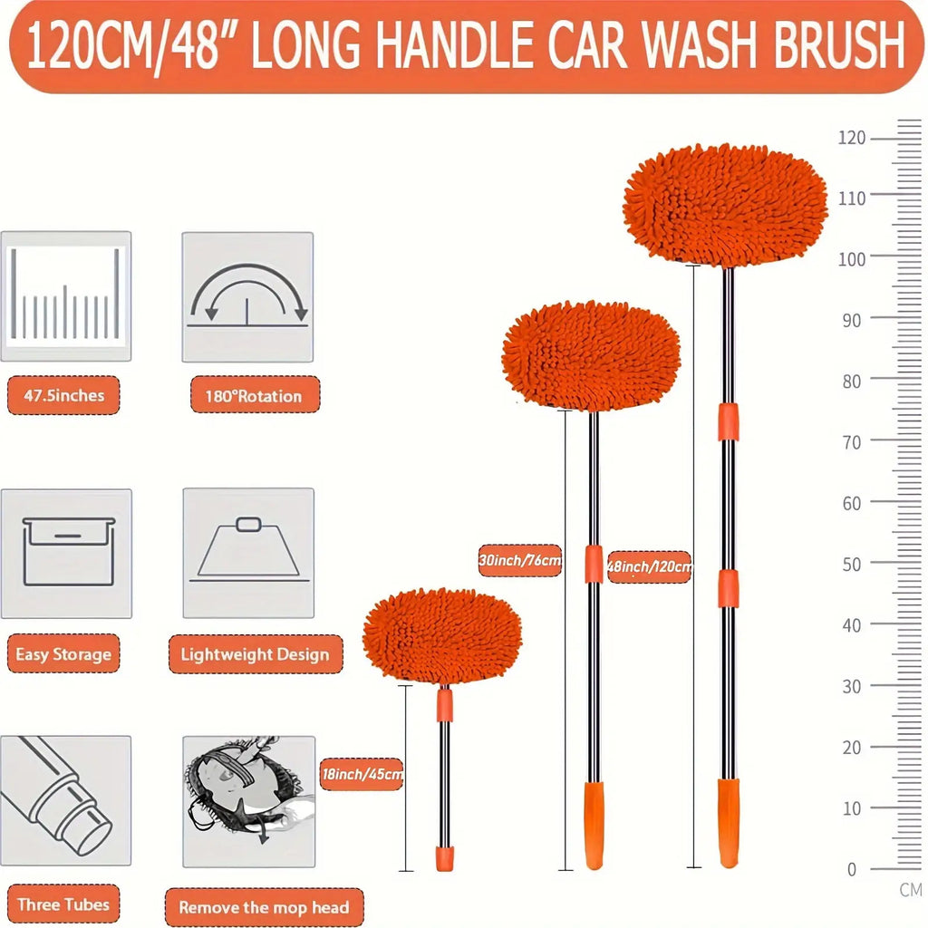 A Car Cleaning Kit Featuring a Long-Handled Brush And an Ultra-Fine Fiber Brush, Ideal for Washing Cars, Rvs, And Trucks, Without Battery