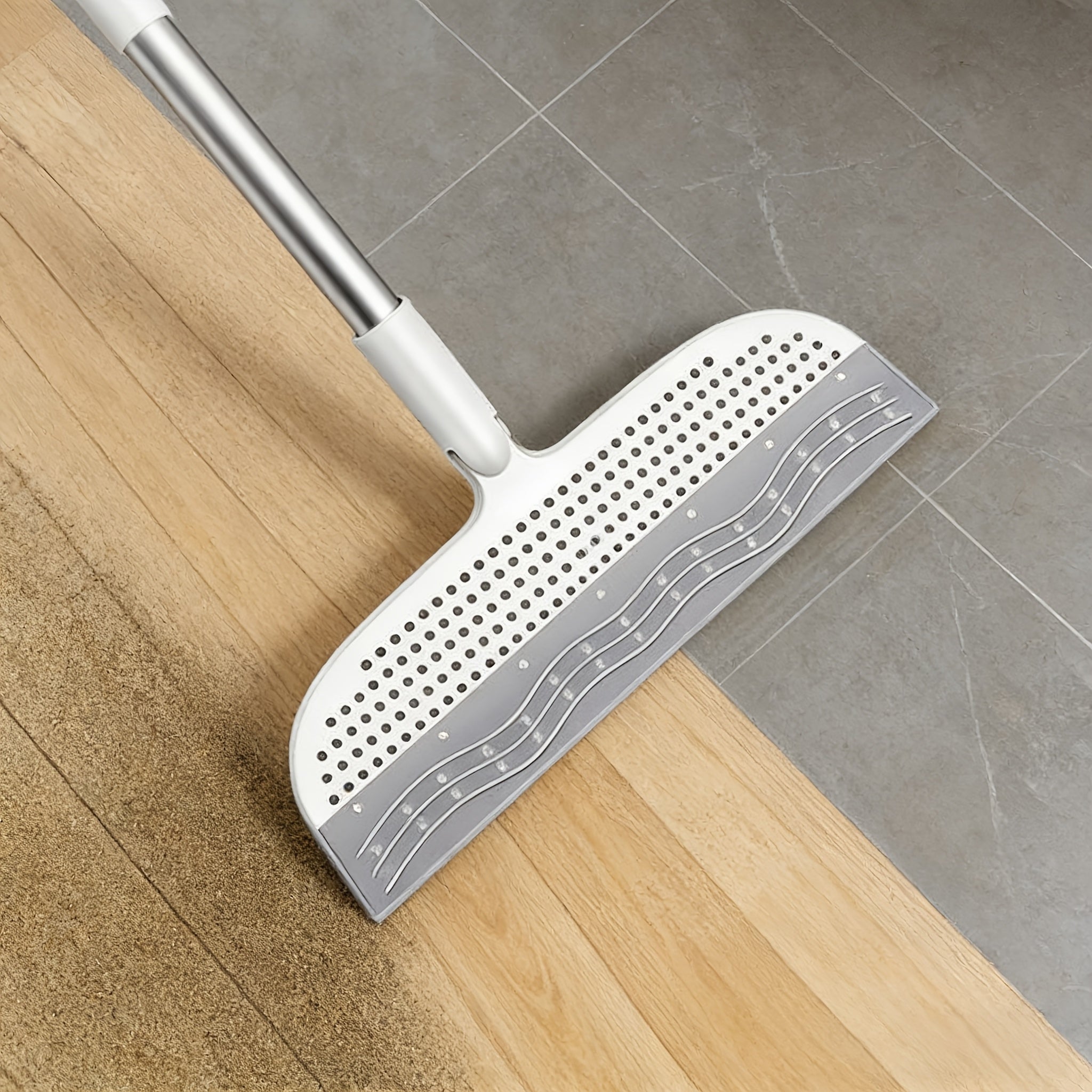 Super-Long Magic Cleaning Broom (39.37''\u002F49''\u002F53.14'') - Detachable Double-Sided Silicone Scraper for Pet Hair Removal, Floors, Carpets, Windows & Tiles | Multi-Surface Bathroom\u002FKitchen Tool with Easy-Storage Handle