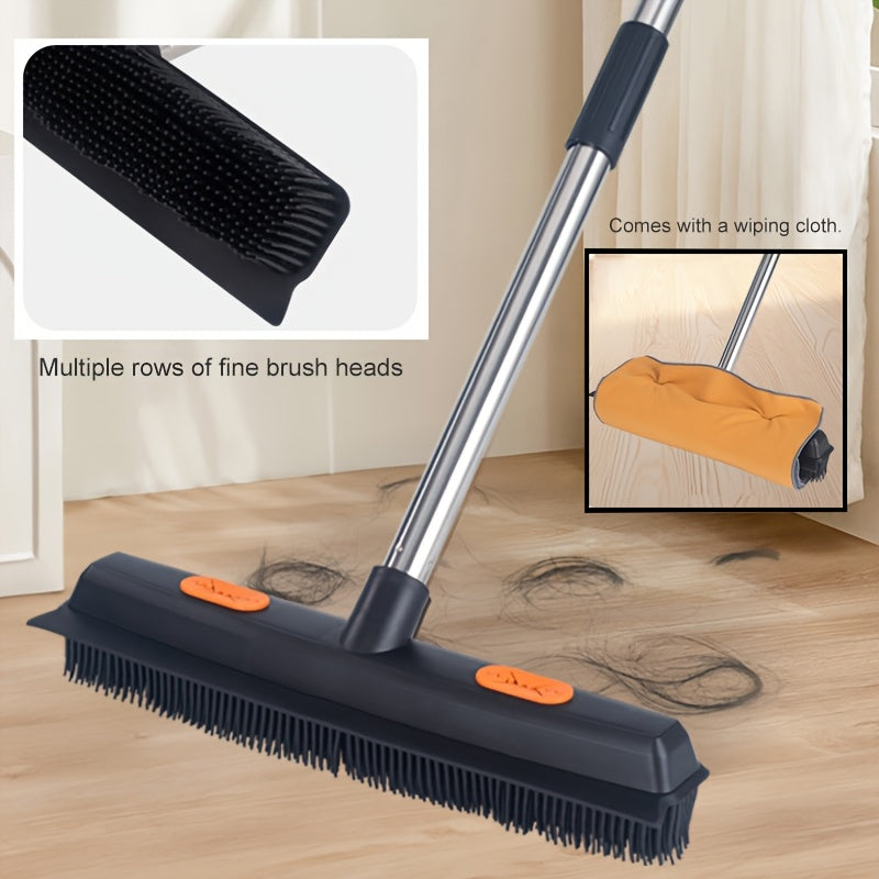 Rubber Broom Carpet Rake Pet Hair Remover Portable Detail Hair Removal Brush Pet Hair Removal Tool Suitable for Hair Carpet Hardwood Floor Tile Window
