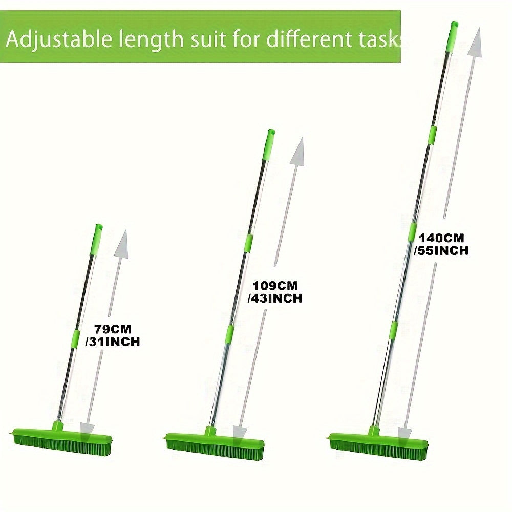 2 Pack Pet Hair Rubber Broom Floor Brush for Carpet Dog Hair Remover with Built in Squeegee Silicone Broom Suitable for All Surface