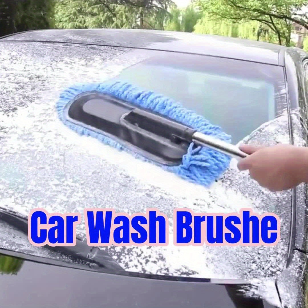 2pcs Car Wash Brushes 2pcs\u002FSet Retractable Car Wash Brushes | Fiber Wax Mop Car Wax Brush Cleaning Tool | Car Wash Dust Remover Duster Exterior Interior Cleaning Kit