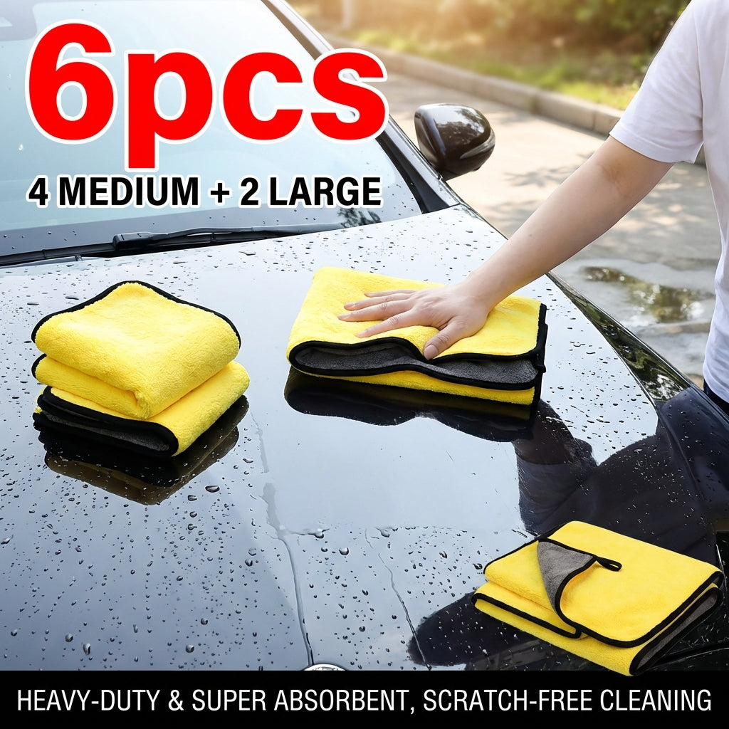 Set of 6 Microfiber Towels for Car Drying (4 Medium 16X16\