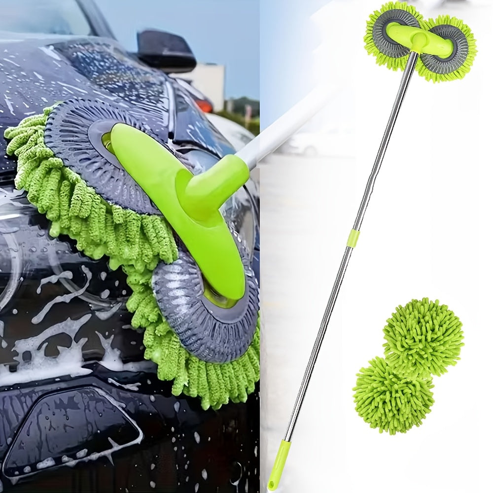 Car Brush and Washing Tools Long-Handled Car Wash Brush, Dual-Ended Cleaning Brush, Telescopic Rotating Car Wash Mop Suitable for SUVs, RVs, and Sedans