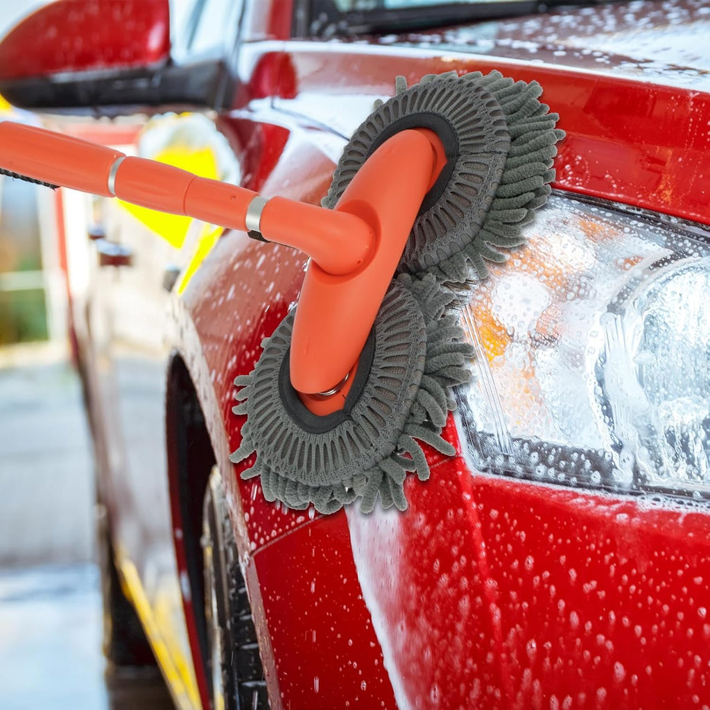 Car Cleaning Mop Featuring a 135Cm Extendable Handle, a 360° Rotating Brush Made of Absorbent Chenille Microfiber, Designed for Scratch-Free Dusting of Car Windows
