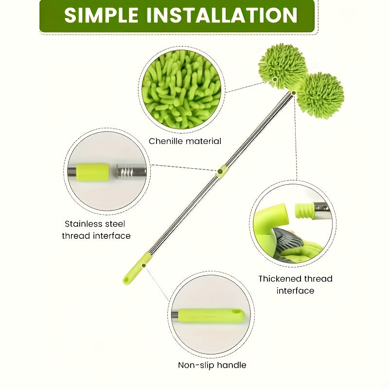 Car Brush and Washing Tools Long-Handled Car Wash Brush, Dual-Ended Cleaning Brush, Telescopic Rotating Car Wash Mop Suitable for SUVs, RVs, and Sedans