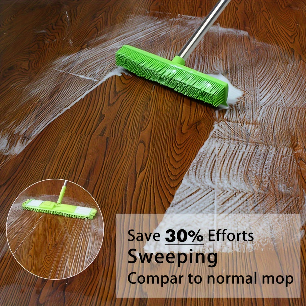 2 Pack Pet Hair Rubber Broom Floor Brush for Carpet Dog Hair Remover with Built in Squeegee Silicone Broom Suitable for All Surface