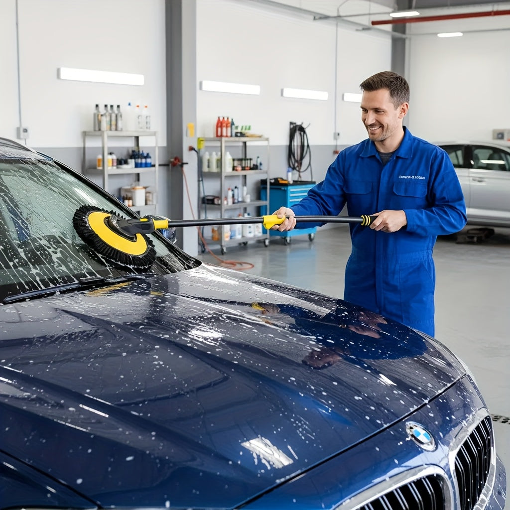 Car Wash Mop with One Replacement Head Cover. Telescopic Bendable Car Wash Brush with Chenille Soft Fibers