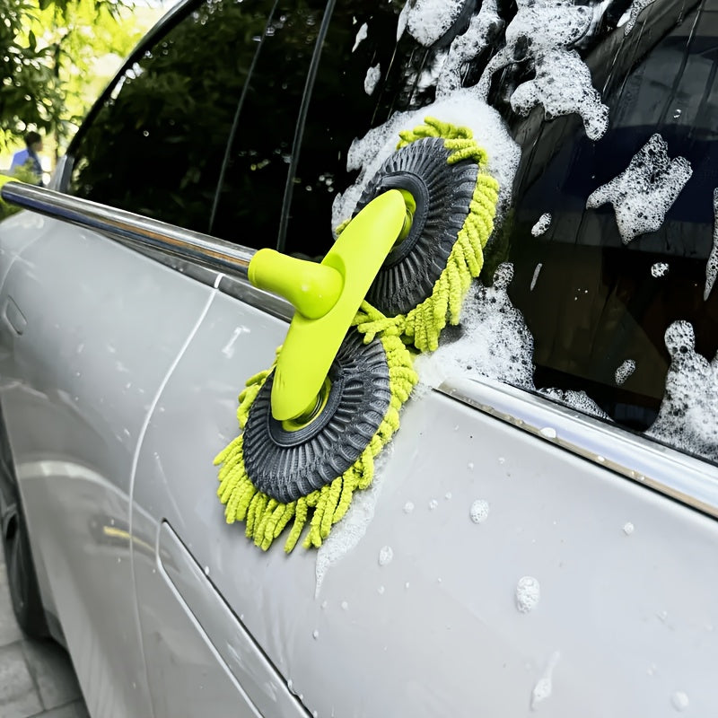 Car Brush and Washing Tools Long-Handled Car Wash Brush, Dual-Ended Cleaning Brush, Telescopic Rotating Car Wash Mop Suitable for SUVs, RVs, and Sedans