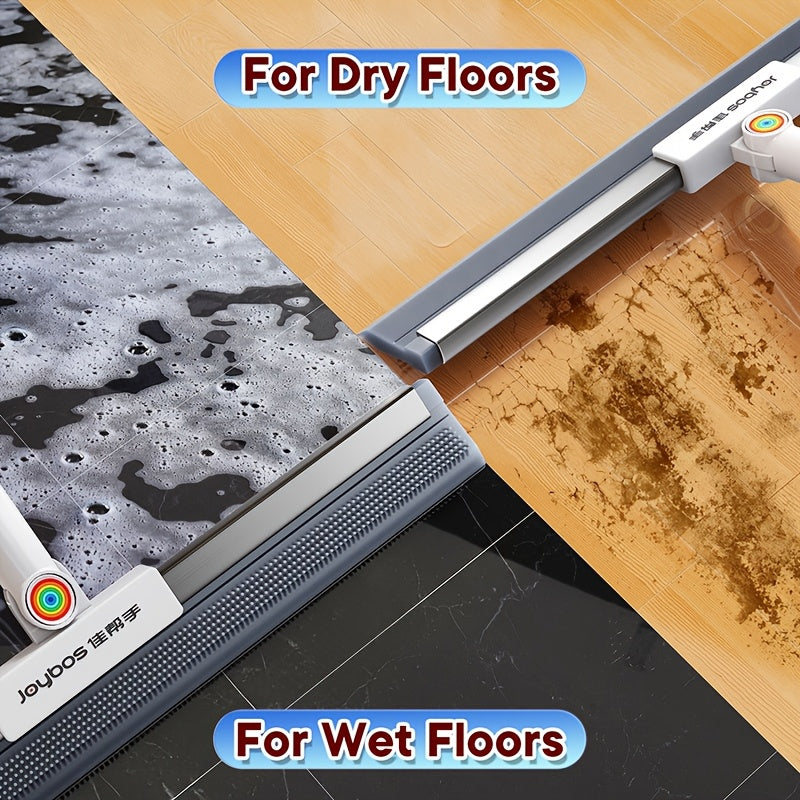 Joybos Heavy Duty Floor Squeegee, Double Sided Rubber Broom with Soft Blade And 180 Degree Rotating Head, Wet And Dry Cleaning Tool for Removing Water Stains And Pet Hair from Floors, Easy Rinse Hanging Storage Spring Cleaning
