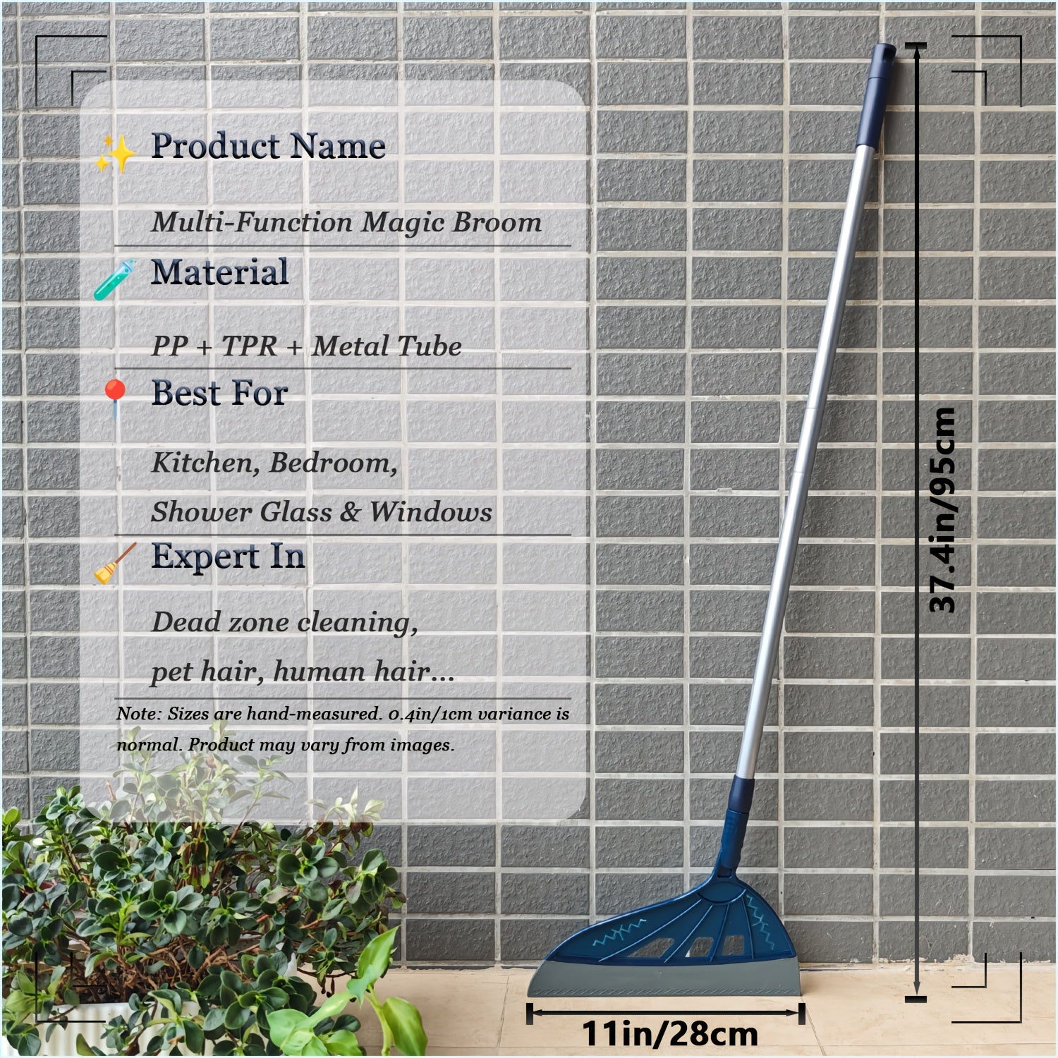 One Blue Silicone Broom! Surpasses Conventional Brooms! 45° Head for a Tight Seal in Hidden Areas, 180° Rotation for Thorough Cleaning Under Beds And Sofas, Perfect for Pet And, Water Marks