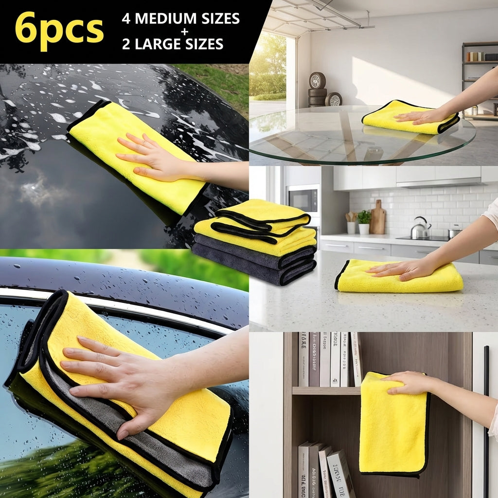 Set of 6 Microfiber Towels for Car Drying (4 Medium 16X16\