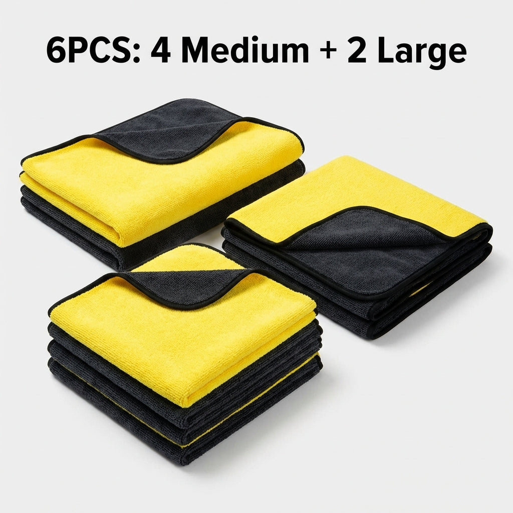Set of 6 Microfiber Towels for Car Drying (4 Medium 16X16\