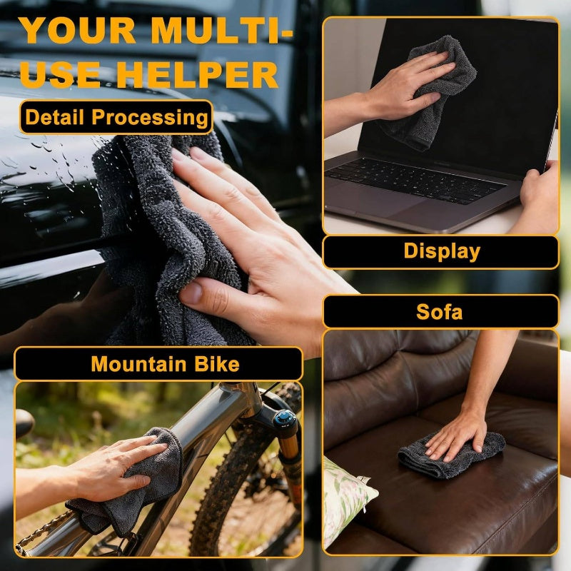 2 Pack Dual-Size Car Drying Towel | Microfiber, Dual-Sided Quick Dry Towels for Car Detailing, Trucks, SUV in Orange\u002FGray