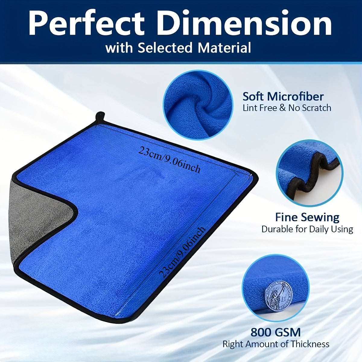 Set of 8 Ultra-Fine Microfiber Car Wash Towels, Soft And Quick-Drying, for Cleaning Windows And Mirrors, Double-Layer Household Cleaning Cloths