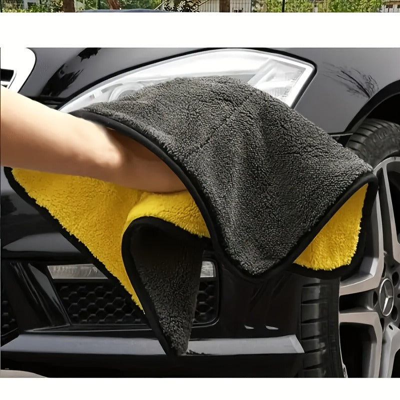 Set of 9 Thick Microfiber Towels for Car Cleaning - Extremely Absorbent, Sturdy Polyester, Yellow And Black Color Scheme for Interior, Exterior, And Glass Maintenance. Ideal for Car Lovers!