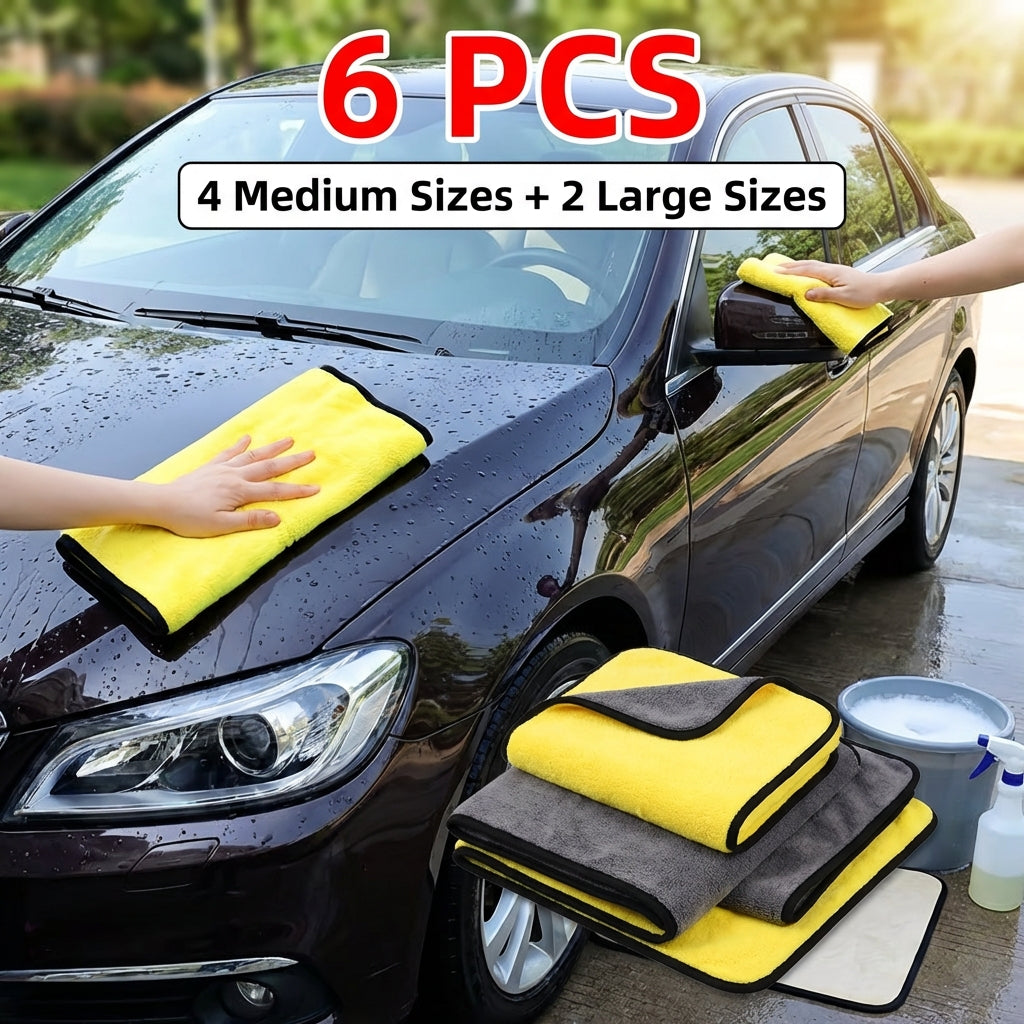 Set of 6 Microfiber Towels for Car Drying (4 Medium 16X16\