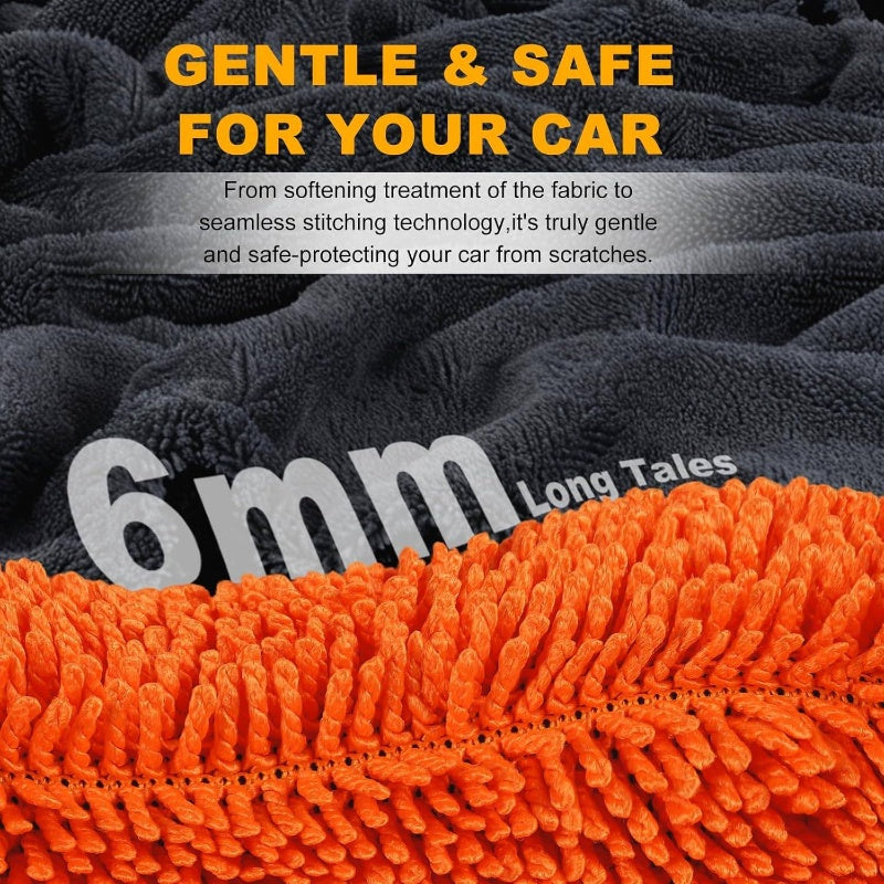 2 Pack Dual-Size Car Drying Towel | Microfiber, Dual-Sided Quick Dry Towels for Car Detailing, Trucks, SUV in Orange\u002FGray