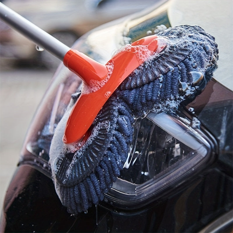 A Set of Ultra-Fine Microfiber Car Cleaning Brushes with Long Handles, a Stainless Steel Chenille Double-Head Mop, Essential Tools for Dusting And Cleaning Cars, Recommended Items for Black Friday And Christmas