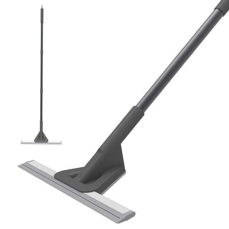 Stainless Steel Floor Wiper with Long Handle & Reusable Cleaning Cloth, Multi-Purpose Floor Scraper Broom for Bathroom Shower Kitchen Tile Glass Window Pet Hair Removal Cleaning Tool