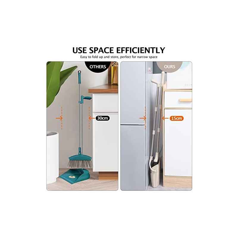 Multifunction Magic Broom for Hardwood Floors, Kitchen, Bathroom Tile | Long Handle, Adjustable Rubber Squeegee for Sweeping and Water Cleaning