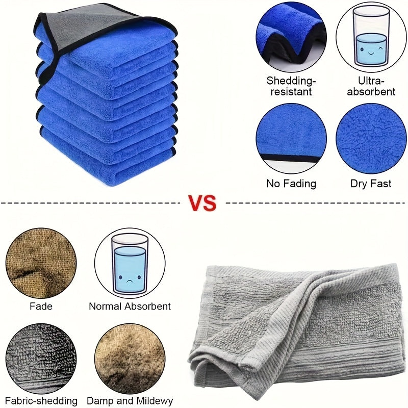 Set of 8 Ultra-Fine Microfiber Car Wash Towels, Soft And Quick-Drying, for Cleaning Windows And Mirrors, Double-Layer Household Cleaning Cloths