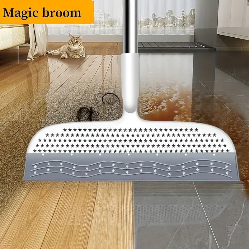 Super-Long Magic Cleaning Broom (39.37''\u002F49''\u002F53.14'') - Detachable Double-Sided Silicone Scraper for Pet Hair Removal, Floors, Carpets, Windows & Tiles | Multi-Surface Bathroom\u002FKitchen Tool with Easy-Storage Handle