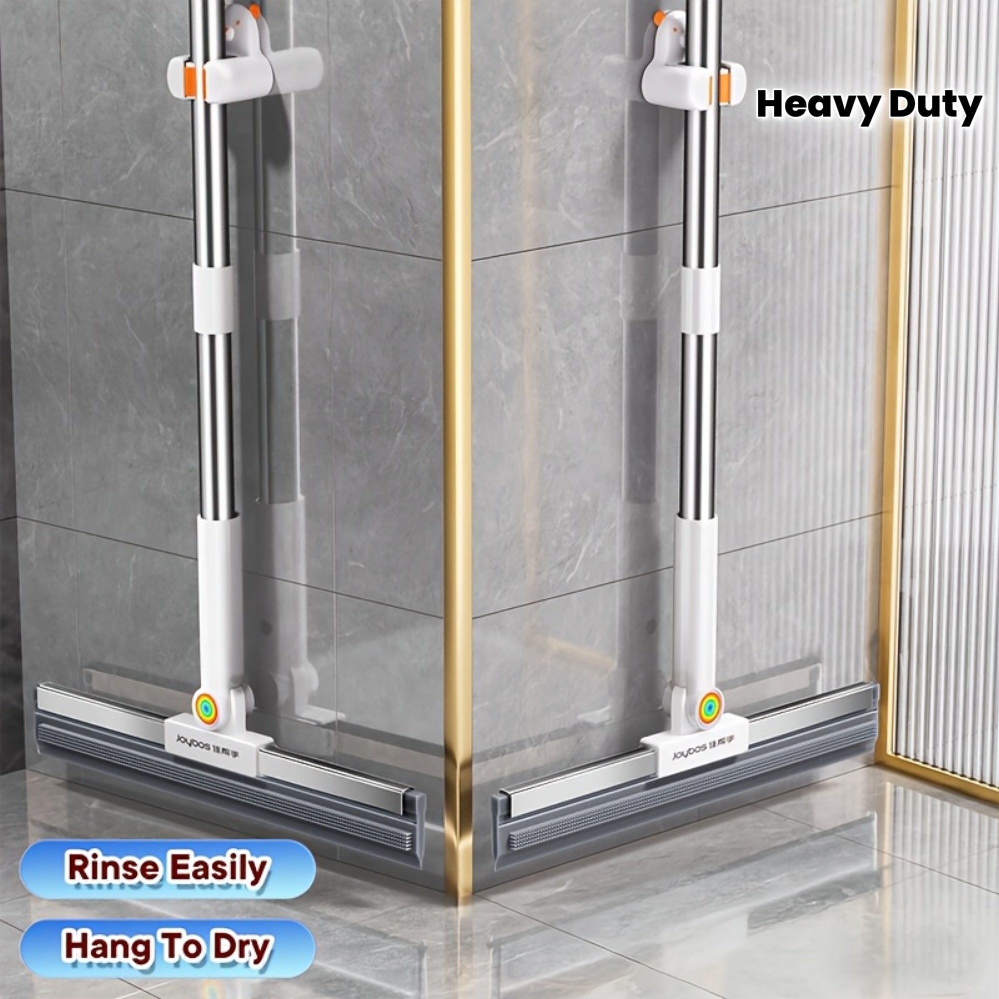 Joybos Heavy Duty Floor Squeegee, Double Sided Rubber Broom with Soft Blade And 180 Degree Rotating Head, Wet And Dry Cleaning Tool for Removing Water Stains And Pet Hair from Floors, Easy Rinse Hanging Storage Spring Cleaning