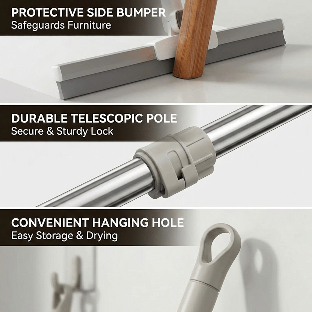 A Broom And Pet Hair Cleaner for The Floor | Ergonomically Designed with a Long Handle, Suitable for Hardwood Floors, Tiles, Carpets, And Glass Surfaces | an Ideal Cleaning Tool for Bathrooms, Kitchens, And Living Rooms, Essential for Home Cleaning